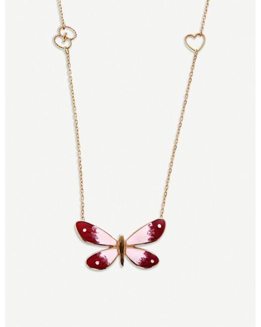 Gucci Metallic Flora 18ct Rose Gold Butterfly Necklace