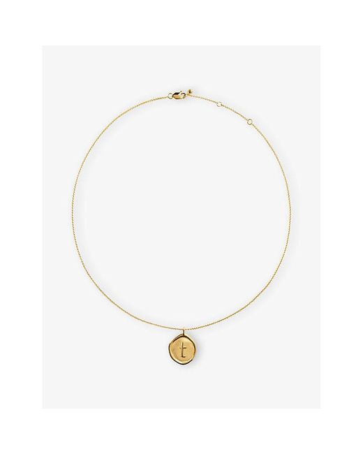Monica Vinader White Initial T Stamp 18Ct Vermeil Necklace