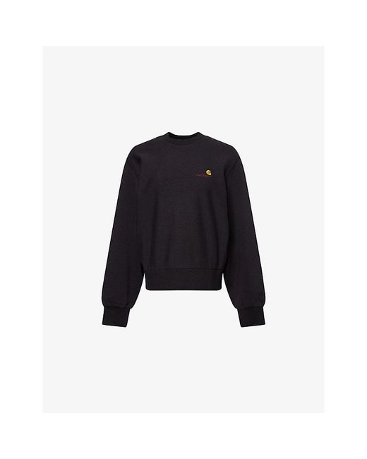 Carhartt Black American Script Logo-Embroidered Cotton-Blend Sweatshirt