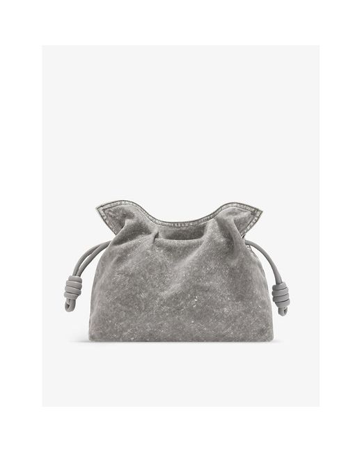 Loewe Gray Flamenco Leather Clutch Bag