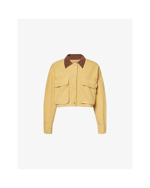 Free People Yellow Martha Workwear Cotton Jacket