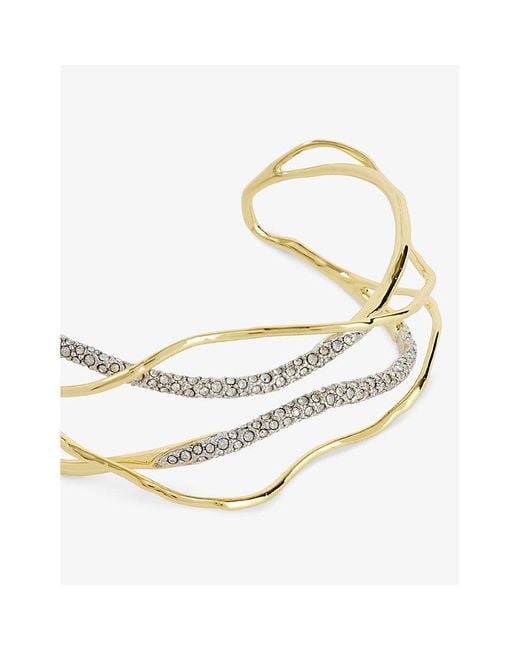 Alexis White Solanales 14ct Yellow Gold-plated Brass And Crystal Cuff Bracelet