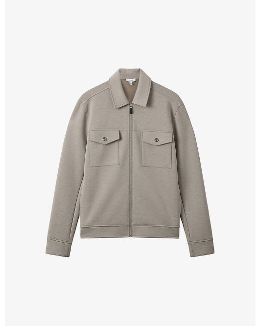 Reiss Gray Medina Regular-fit Short Stretch-woven Jacket for men