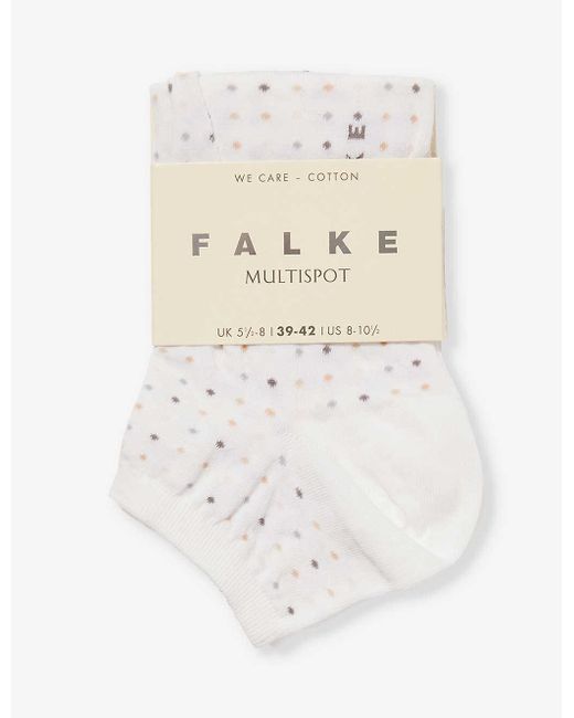 Falke White Multi-spot Ankle-rise Stretch-cotton Blend Socks