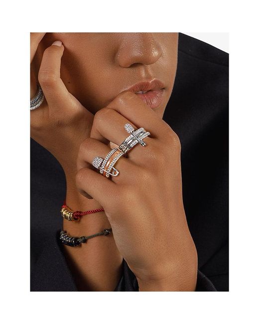 Apm Monaco White Love, Smile, Bonheur Sterling- And Zironia Ring