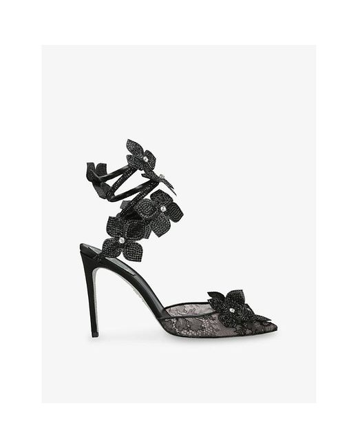 Rene Caovilla Black Floriane 105 Embellished Heeled Sandals