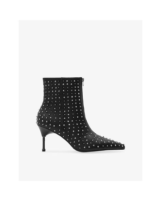 AllSaints Black Natasha Studded Leather Ankle Boots