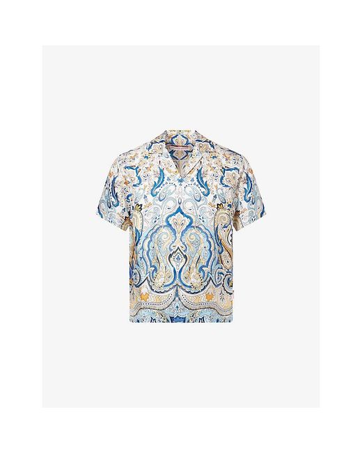 Orlebar Brown Blue Maitan Fairground Printed Silk Shirt for men