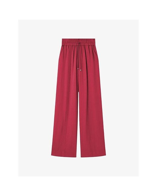 Joseph Red Dee Wide-Leg High-Rise Crepe Trousers