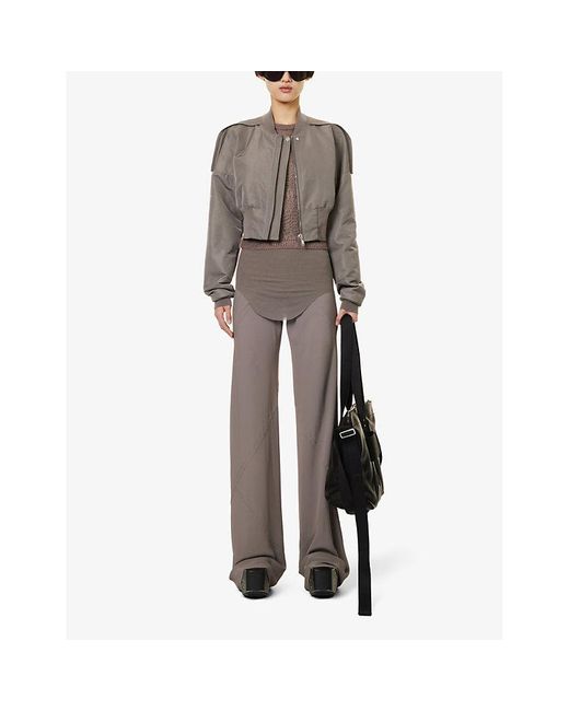 Rick Owens Gray Cropped Stand-collar Woven Jacket