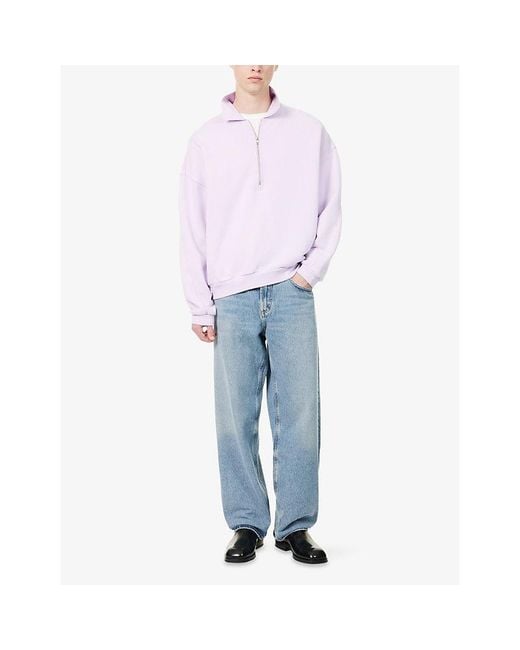 Agolde Purple Pace Quarter-Zip Cotton-Jersey Sweatshirt for men