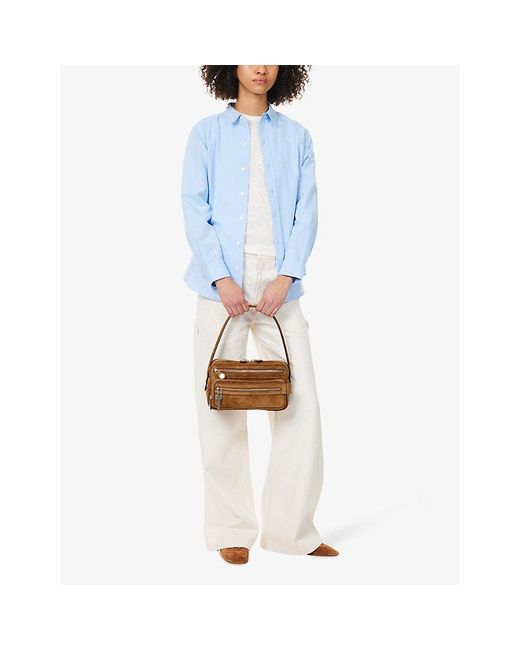 Mother Blue The Bestie Logo-Embroidered Cotton Shirt
