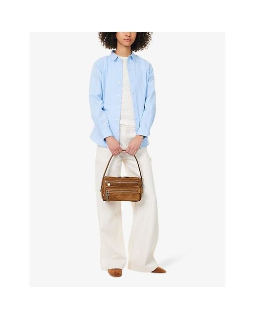Mother Blue The Bestie Logo-Embroidered Cotton Shirt