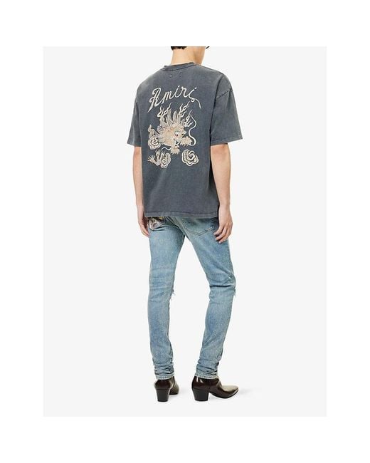 Amiri Gray Dragon Oversized Cotton-Jersey T-Shirt for men