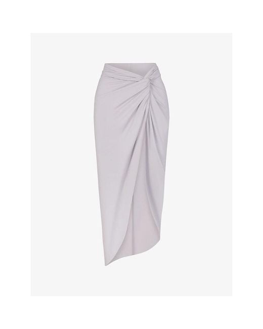 Skims Purple Signature Swim Knotted Stretch Recycled-Nylon Sarong