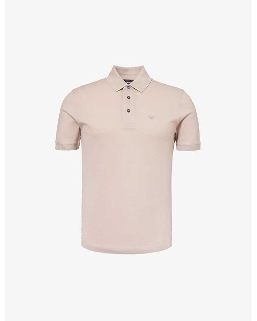Emporio Armani Pink Brand-embroidered Cotton-piqué Polo Shirt X for men