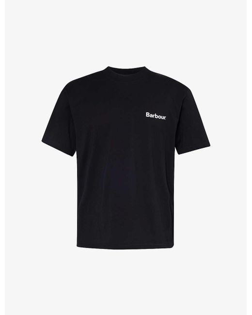Barbour Black Logo-print Crewneck Cotton-jersey T-shirt for men