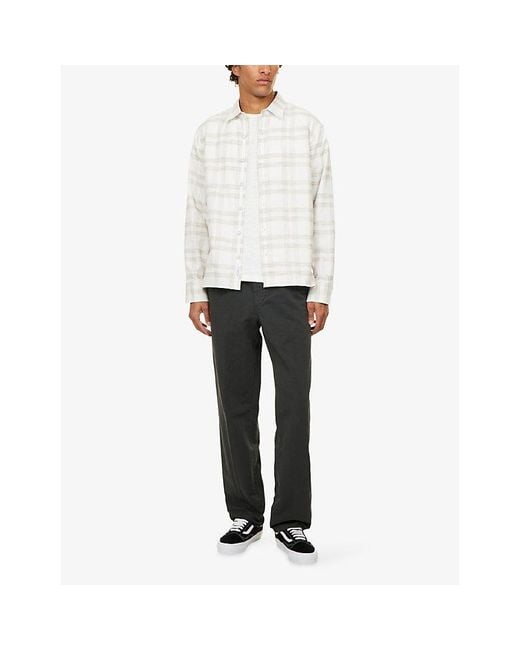 Citizens of Humanity Gray Relaxed-Fit Straight-Leg Cotton And Linen-Blend Trousers for men