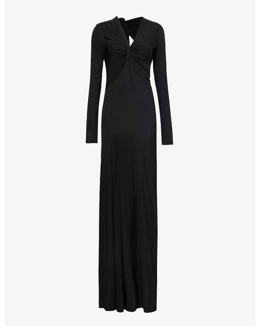 Victoria Beckham Black Twist-front Cut-out Stretch-woven Maxi Dress