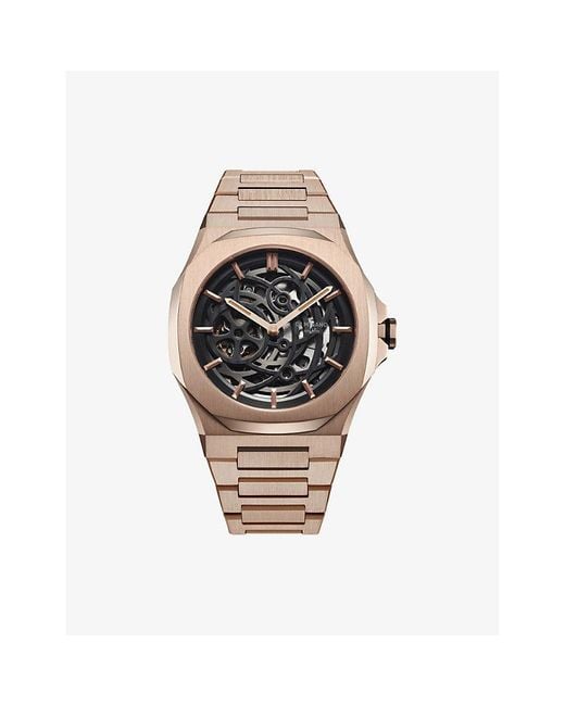 D1 Milano Metallic Skeleton Bracelet 41.5Mm Rose- Stainless Steel Mechanical Watch