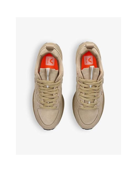 Veja Natural Venturi Logo-embroidered Suede Mid-top Trainers