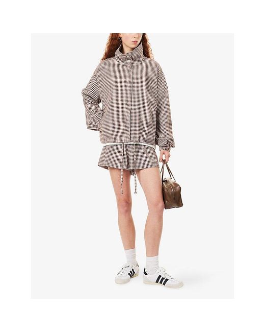 Ru & Rocka Brown Gingham-Print Cotton Jacket