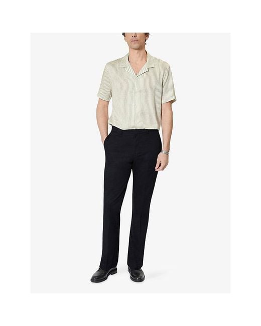 The Kooples Black Tapered-Leg Mid-Rise Stretch-Cotton Trousers for men