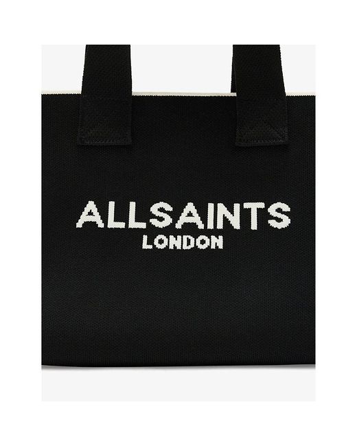 AllSaints Black Izzy Branded-logo Mini Knitted Tote Bag