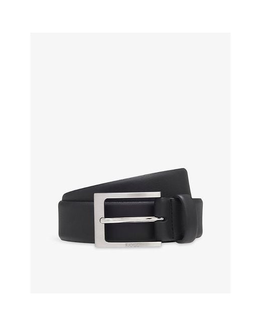 Boss Black Logo-Buckle Leather Belt for men