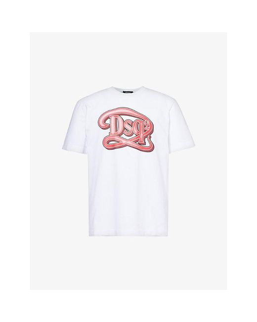 DSquared² White Logo-print Cotton-jersey T-shirt for men