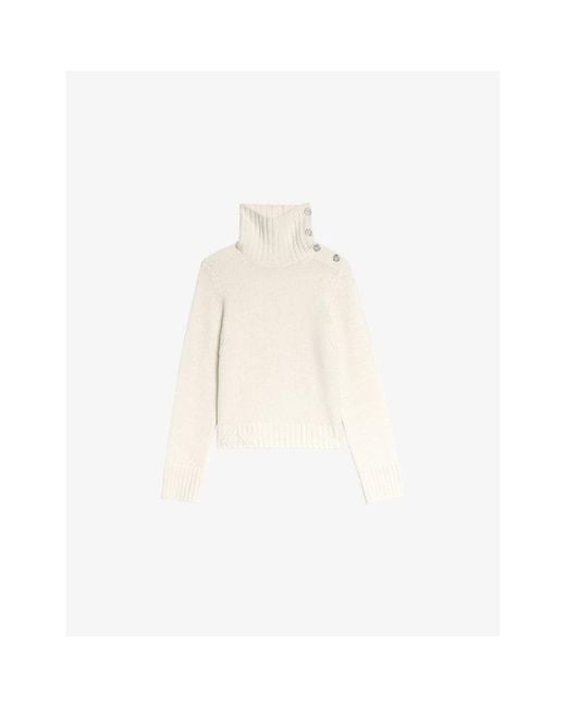 Zadig & Voltaire White Nalma High-Neck Cashmere Jumper