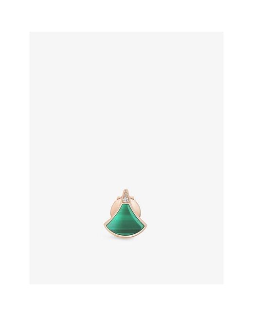 BVLGARI Green Divas' Dream 18Ct Rose- Malachite And 0.01Ct Pavé-Diamond Stud Earring
