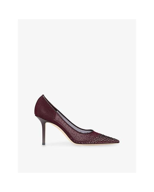 Jimmy Choo Purple Love 85 Crystal Leather And Mesh Pumps