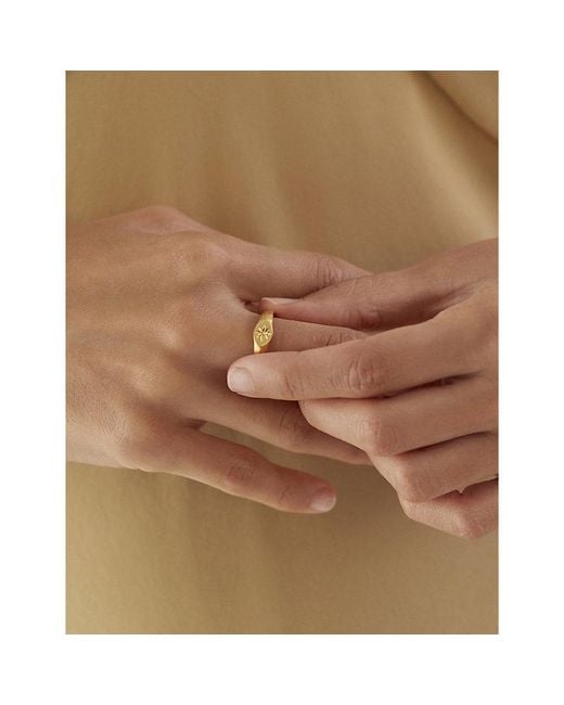 Monica Vinader Metallic Guiding Star 18ct Yellow -plated Vermeil Recycled Sterling Silver Signet Rin