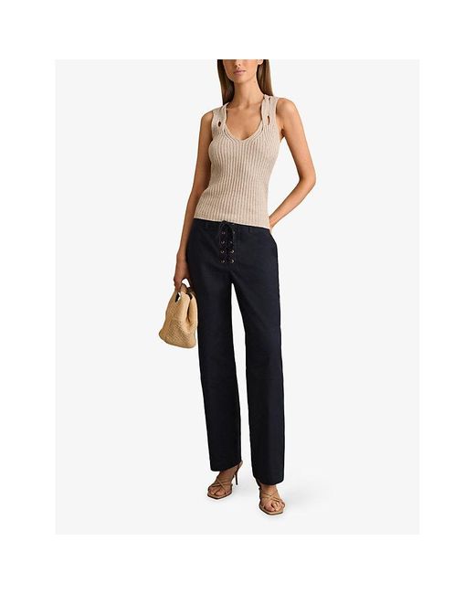 Reiss Blue Clement Tapered-Leg Cotton Trousers