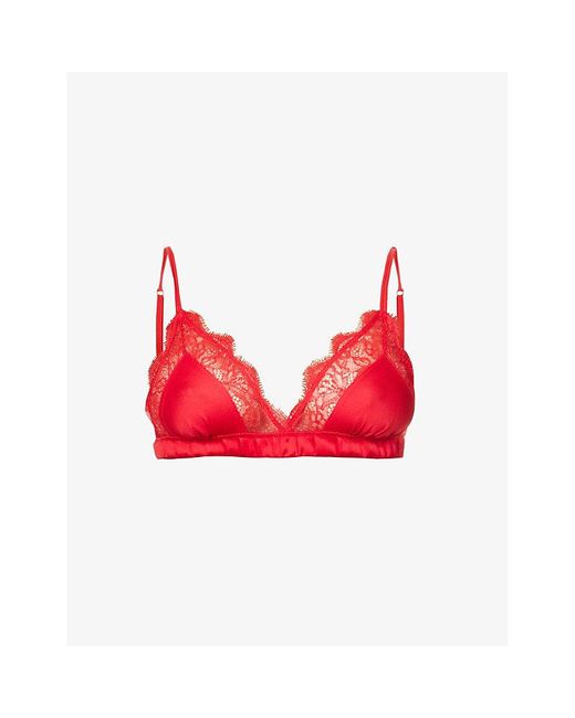 Love Stories Love Lace Recycled-polyamide-blend Bralette in Red