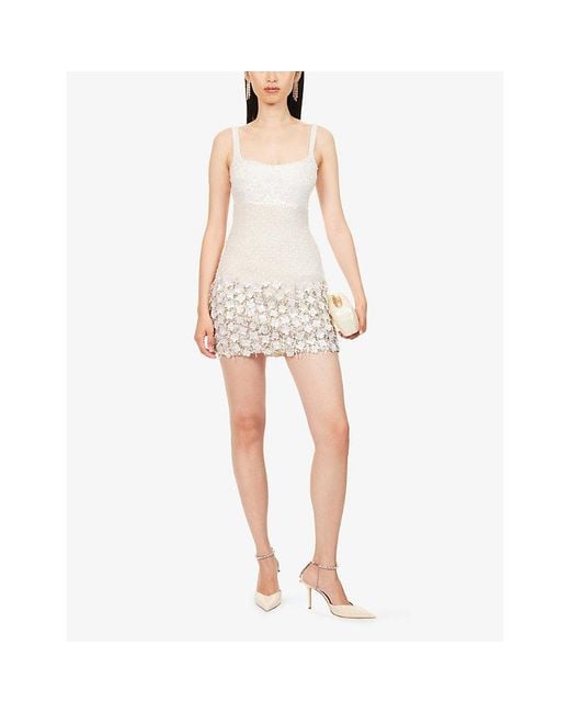 La Fuori White Maris Floral Sequinned Mini Dress