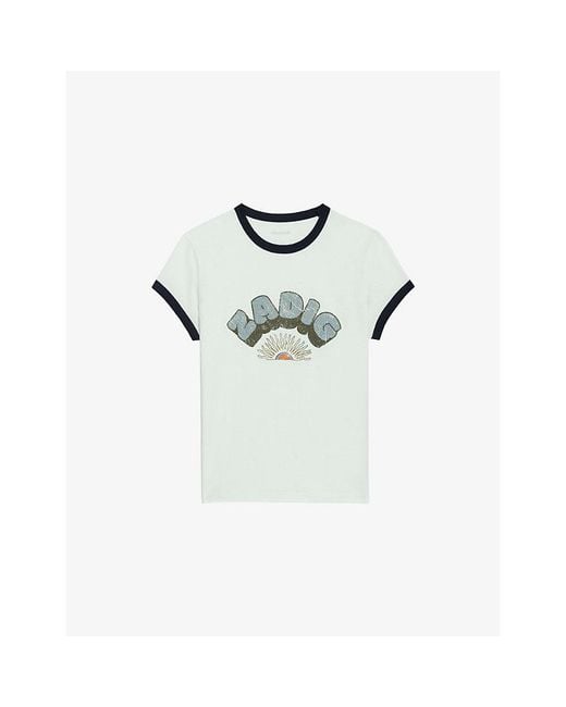 Zadig & Voltaire Multicolor Branded-Print Short-Sleeved Cotton-Jersey T-Shirt