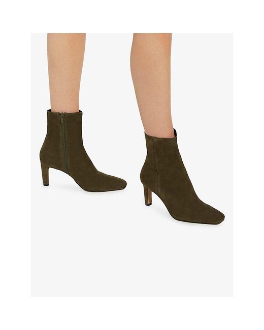 Dune Green Ovation Suede Heeled Ankle Boots