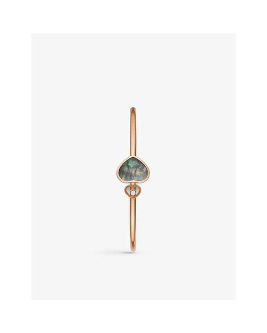 Chopard Metallic Happy Hearts 18Ct Rose- 0.05Ct Diamond And Mother-Of-Pearl Bangle Bracelet