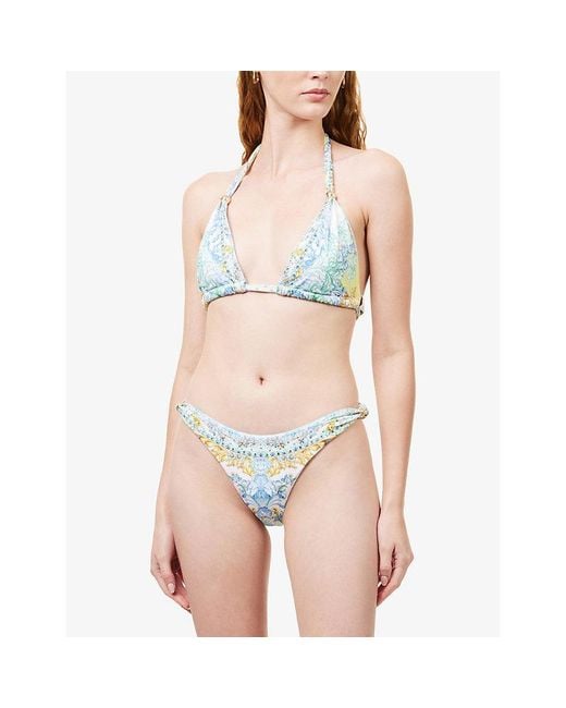 Camilla Blue Floral Triangle-Cup Bikini Set
