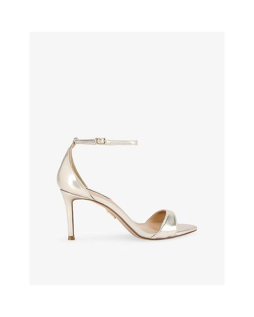 Steve Madden White Nevina 45 Metallic Faux-Leather Heeled Sandals