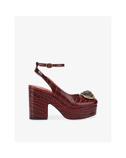 Kurt Geiger Red Chelsea Platform Sling-Back Leather Heels