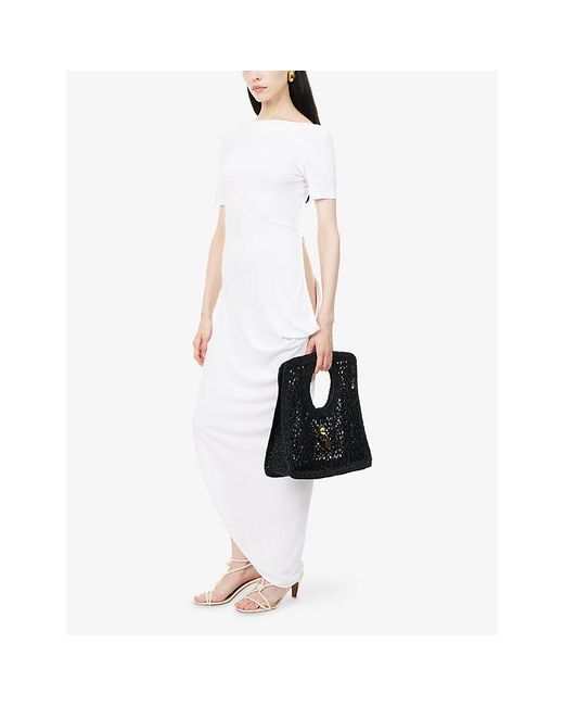 Jacquemus White The Sole Asymmetric Jersey Midi Dress