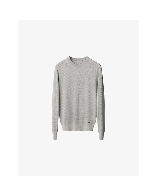 Eton of Sweden Gray Branded Crewneck Cotton-Knit Sweatshirt for men