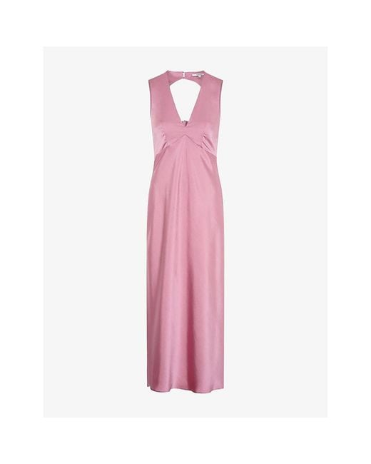 OMNES Pink Nova Tie-Back Satin Maxi Dress