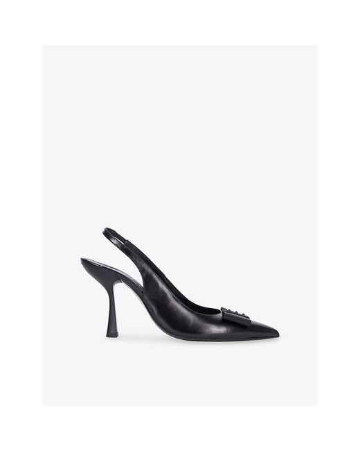 The Kooples Black Bow-Embellished Slingback-Strap Leather Heels