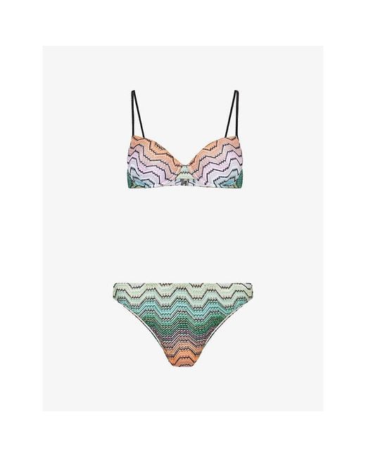 Missoni Multicolor Chevron Knit Bikini Set