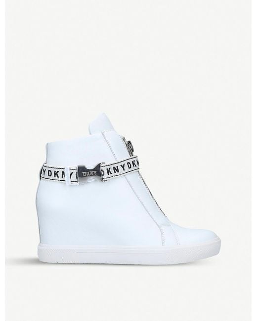 DKNY White Caddie Wedge Sneakers, Created For Macy's