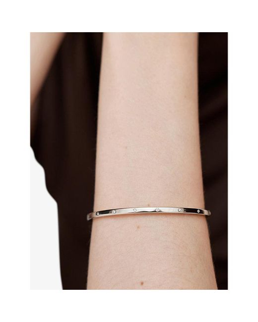 Monica Vinader White Essential Station Bangle Sterling And Lab-Grown Diamond Bangle